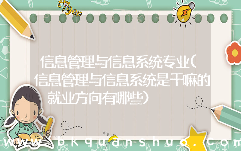 信息管理与信息系统专业(信息管理与信息系统是干嘛的 就业方向有哪些)